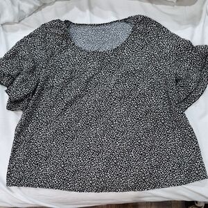 Women's Leopard Print Ruffled Sleeve Top Size 3X Coquette Whimsigoth Office Wear